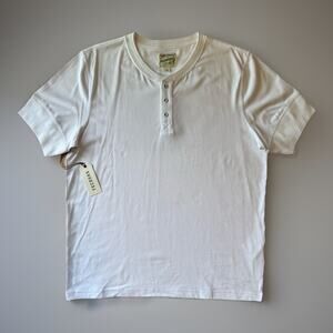 Tecovas Henley Shirt L White Short Sleeve Pima Cotton Western Goods NWT